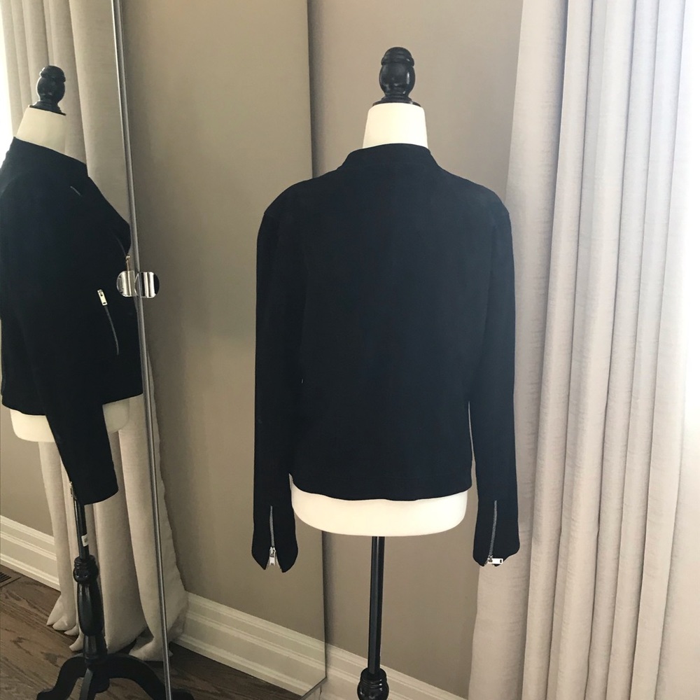 💯Real Suede Massimo Dutti Navy Moto Jacket - Picture 3 of 12